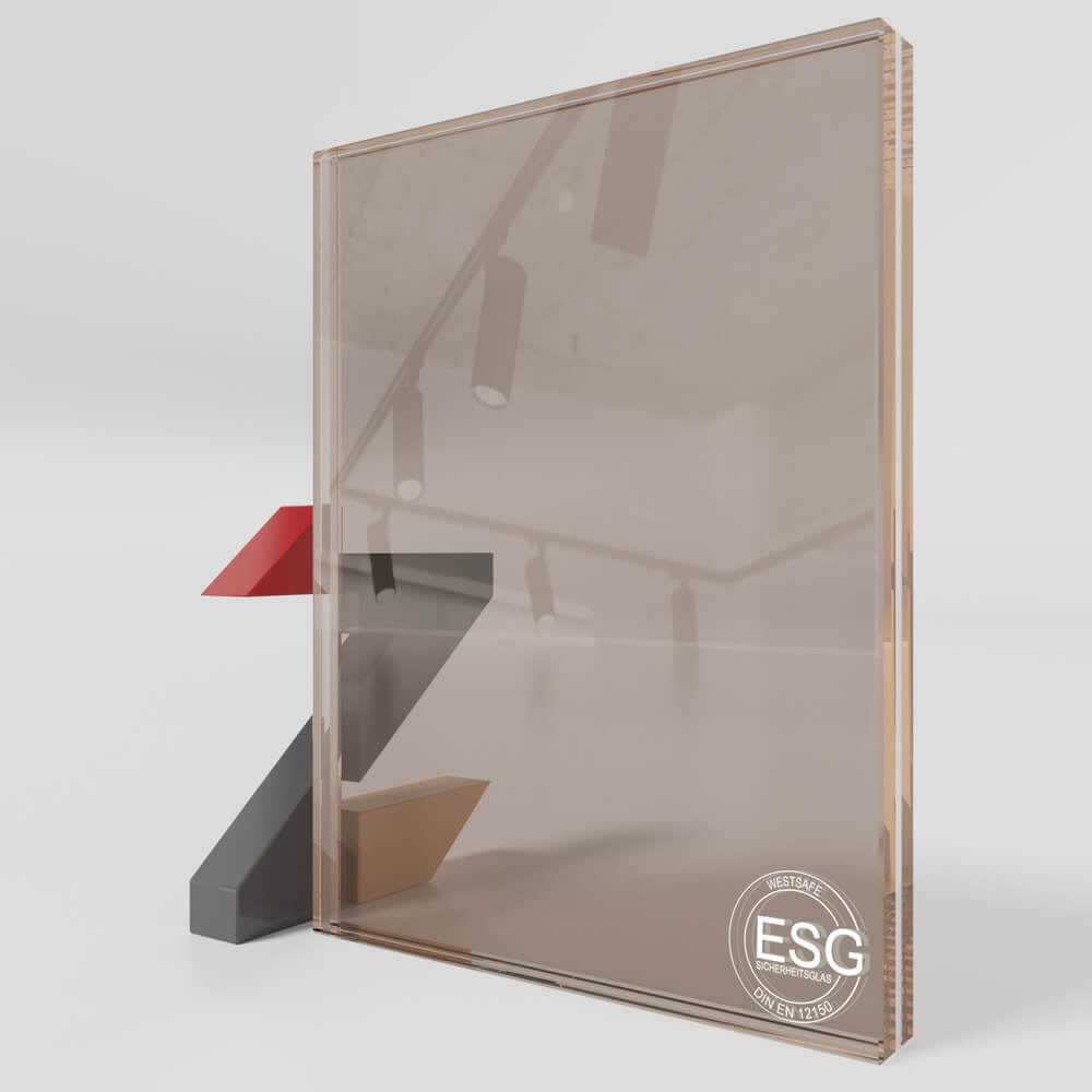 VSG 12.76mm aus 2 x ESG Glas Bronze getönt