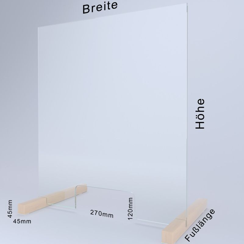 Spuckschutz - echtes Sicherheitsglas mit Durchreiche ESG A1