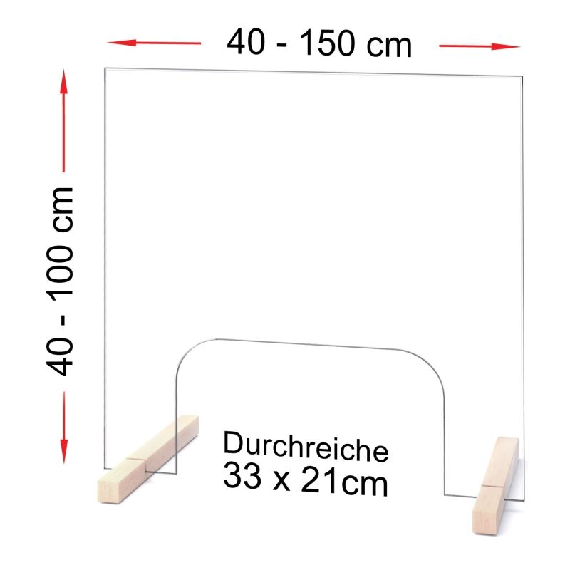 Spuckschutz - echtes Sicherheitsglas mit grosser Durchreiche ESG A2