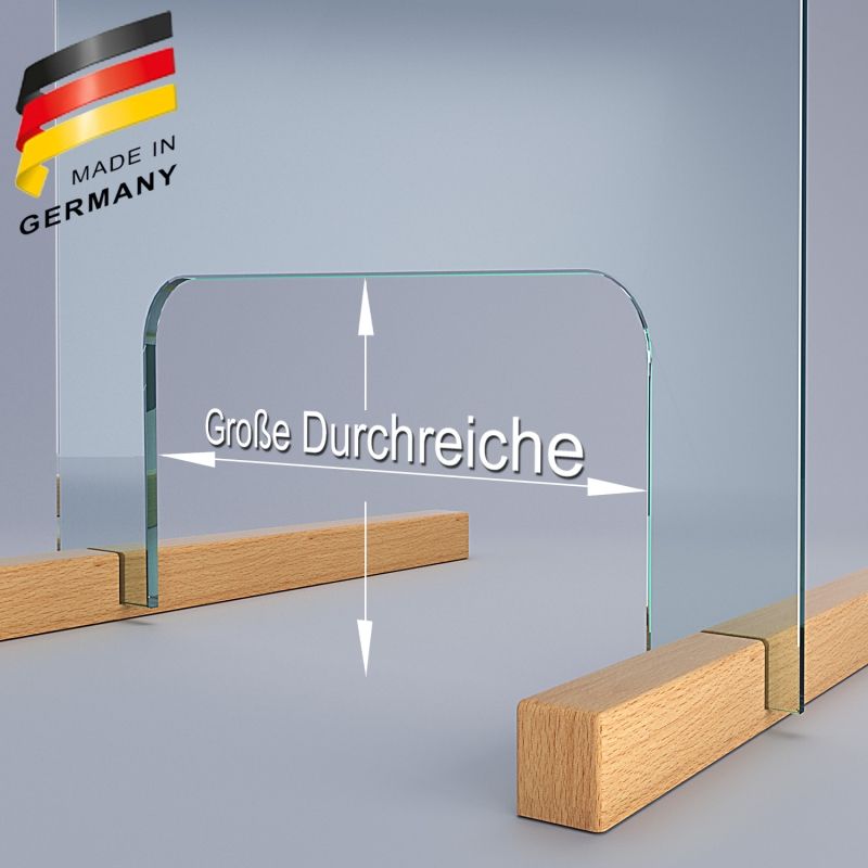 Spuckschutz - echtes Sicherheitsglas mit grosser Durchreiche ESG A2